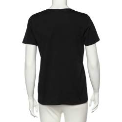 Pre Owned Balmain Black Logo Print Cotton Knit T-Shirt S