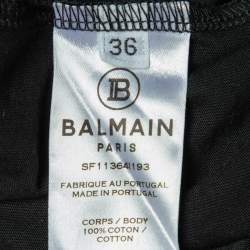 Pre Owned Balmain Black Logo Print Cotton Knit T-Shirt S