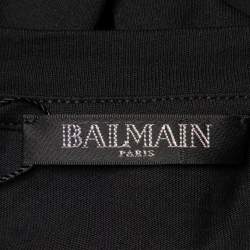 Pre Owned Balmain Black Logo Print Cotton Knit T-Shirt S