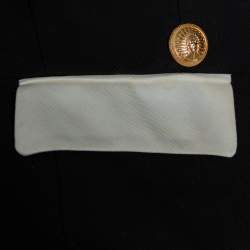 Pre Owned Balmain Monochrome Textured Cotton Button Detail Tailored Blazer S