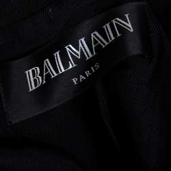 Pre Owned Balmain Monochrome Textured Cotton Button Detail Tailored Blazer S