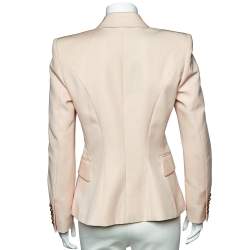 Pre Owned Balmain Salmon Pink Wool Double Breasted Blazer M