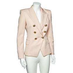 Pre Owned Balmain Salmon Pink Wool Double Breasted Blazer M