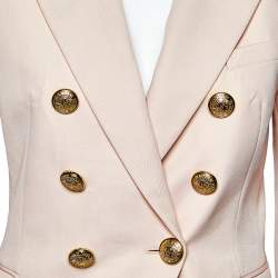 Pre Owned Balmain Salmon Pink Wool Double Breasted Blazer M