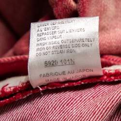 Balmain Red Washed Out Denim Skinny Biker Jeans S