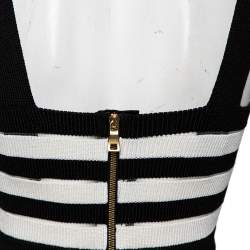 Balmain Monochrome Striped Knit Crop Top M