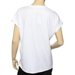 Pre Owned Balmain White Cotton Flocked Logo Detail T-Shirt M