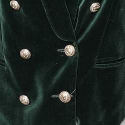 Pre Owned Balmain Green Velvet Double Breasted Blazer L