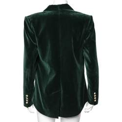 Pre Owned Balmain Green Velvet Double Breasted Blazer L