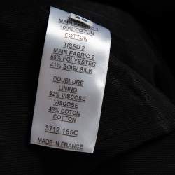 Pre Owned Balmain Black Velvet & Satin Trim Cold Shoulder Blazer Style Dress S