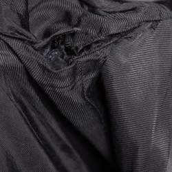 Pre Owned Balmain Black Velvet & Satin Trim Cold Shoulder Blazer Style Dress S