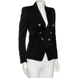 Pre Owned Balmain Black Wool Double Breasted Blazer S