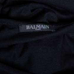 Pre Owned Balmain Black Cotton Logo Printed Tank Top M