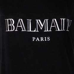 Pre Owned Balmain Black Cotton Logo Printed Tank Top M
