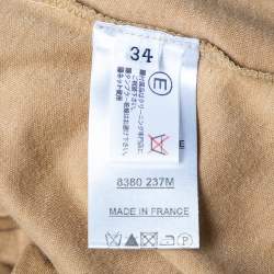 Pre Owned Balmain Tan Cotton & Cashmere Long Sleeve T-Shirt S