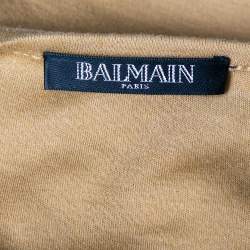Pre Owned Balmain Tan Cotton & Cashmere Long Sleeve T-Shirt S
