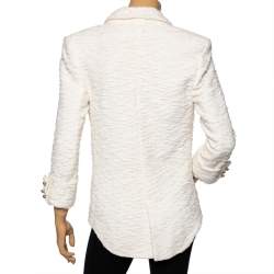 Pre Owned Balmain White Tweed Double Breasted Blazer M