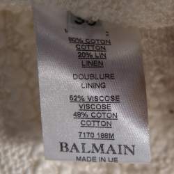 Pre Owned Balmain White Tweed Double Breasted Blazer M