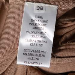 Pre Owned Balmain Beige Stretch Knit Lace-up Detail Ruched Pencil Skirt S