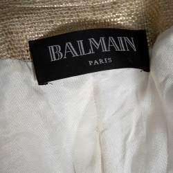 Pre Owned Balmain Gold Cotton Double Breasted Blazer S