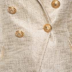 Pre Owned Balmain Gold Cotton Double Breasted Blazer S