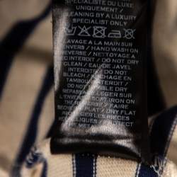 Pre Owned Balmain White & Blue Striped Logo Patch Detailed Long Sleeve Sweatshirt L