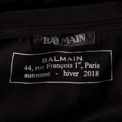 Pre Owned Balmain Black Logo Printed Cotton Short Sleeve T-Shirt XL