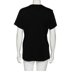 Pre Owned Balmain Black Logo Printed Cotton Short Sleeve T-Shirt XL