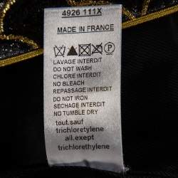 Pre Owned Balmain Black & Gold Scale Patterned Lurex Silk Mini Skirt M