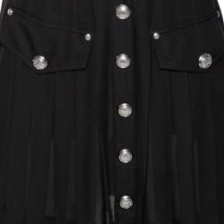 Pre Owned Balmain Black Silk Sleeveless Pleated Mini Dress S