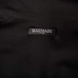 Pre Owned Balmain Black Silk Sleeveless Pleated Mini Dress S