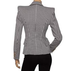 Pre Owned Balmain Monochrome Houndstooth Print Cotton Double Breasted Blazer S 