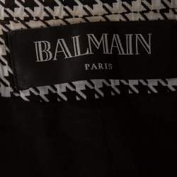 Pre Owned Balmain Monochrome Houndstooth Print Cotton Double Breasted Blazer S 