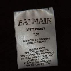 Pre Owned Balmain Monochrome Houndstooth Print Cotton Double Breasted Blazer S 