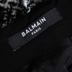 Balmain Monochrome Tweed & Lurex Belted Mini Skirt S