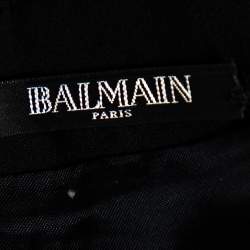 Pre Owned Balmain Monochrome Lurex Tweed Belted Mini Skirt S