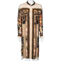 Balmain Multicolored Printed Crepe Button Front Shirt Dress M