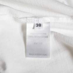 Pre Owned Balmain White Logo Printed Cotton Sleeveless Top M