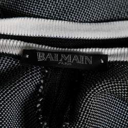 Pre Owned Balmain Black Knit Logo Printed Sleeveless Bodysuit S