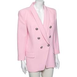 Pre Owned Balmain Pink Crepe Double Breasted Blazer XL