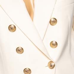 Pre Owned Balmain Cream Wool Double Breasted Blazer XL