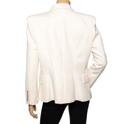 Pre Owned Balmain Cream Wool Double Breasted Blazer XL