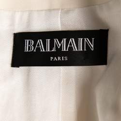Pre Owned Balmain Cream Wool Double Breasted Blazer XL