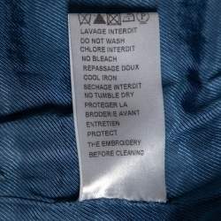 Pre Owned Balmain Blue Cotton Crystal Embellished Long Sleeve Dress M