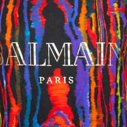 Balmain Multicolored Graphic Printed Cotton Sleeveless T-Shirt S