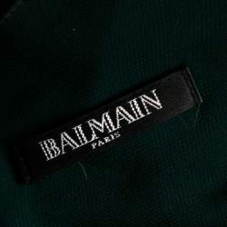 Pre Owned Balmain Green Jersey Embellished Detailed Ruched Dress M