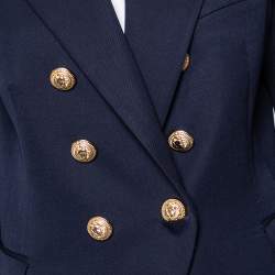 Pre Owned Balmain Navy Blue Wool Double Breasted Blazer XL