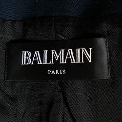 Pre Owned Balmain Navy Blue Wool Double Breasted Blazer XL