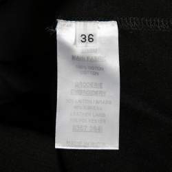 Pre Owned Balmain Black Cotton Metal & Leather Shoulder Trim Sleeveless T-Shirt S