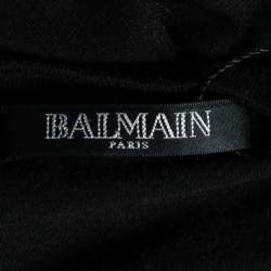 Pre Owned Balmain Black Cotton Metal & Leather Shoulder Trim Sleeveless T-Shirt S